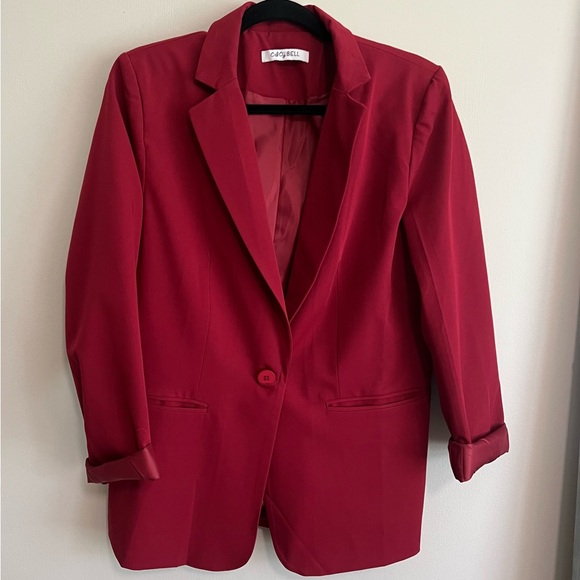 Burgandy Cicy Bell Casual Women’s Blazer for Office or Date Night - Picture 5 of 9